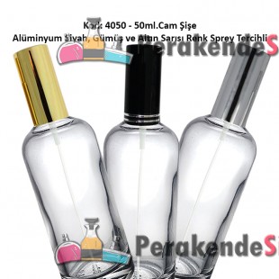 Alüminyum Spreyli Cam Parfüm Şişesi 50ml Kod: 4050