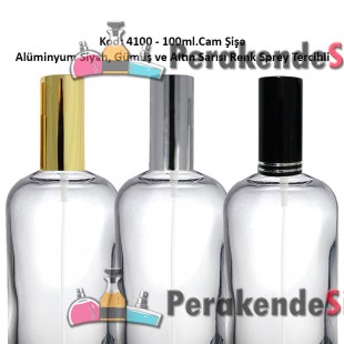 Alüminyum Spreyli Cam Parfüm Şişesi 100ml Kod: 4100