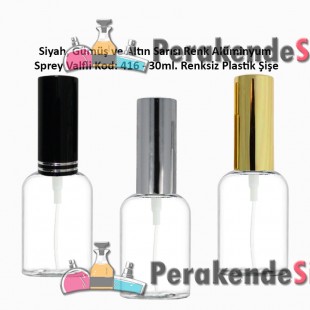 Plastik Parfüm Şişesi Alüminyum Spreyli 30ml. Kod: 416 